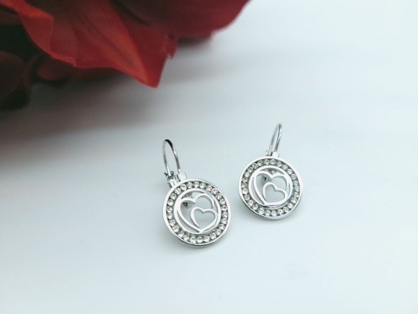 Glitzer Herz Motiv Creolen Edelstahl Ohrringe